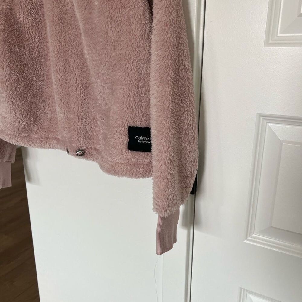 CALVIN KLEIN Quarter-zip Fleece Sweatshirt In Evening Sand - Picture 3 of 12